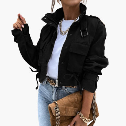 Ladies' Quilted Zip Front Jacket with Fitted Bottom - Olytrend