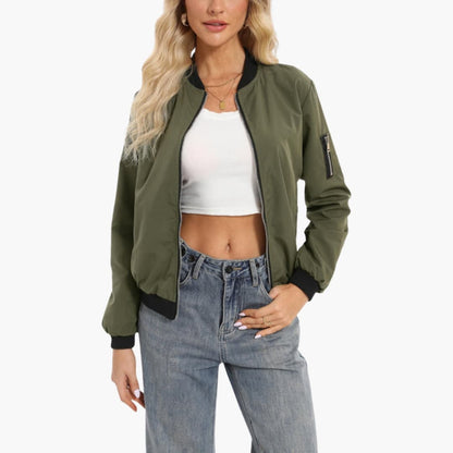 Ladies' Fleece Zip Up Bomber Coat