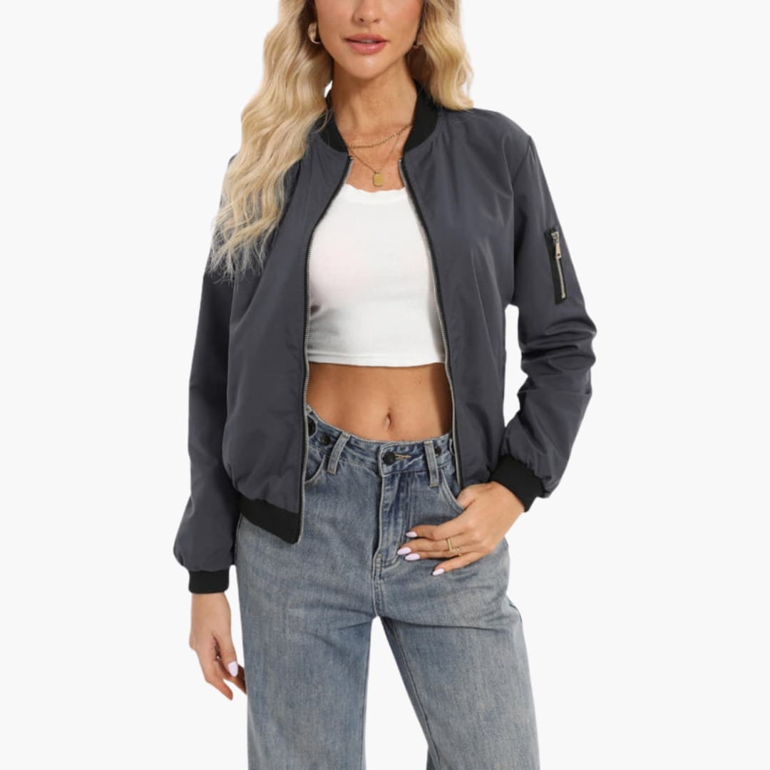 Ladies' Fleece Zip Up Bomber Coat