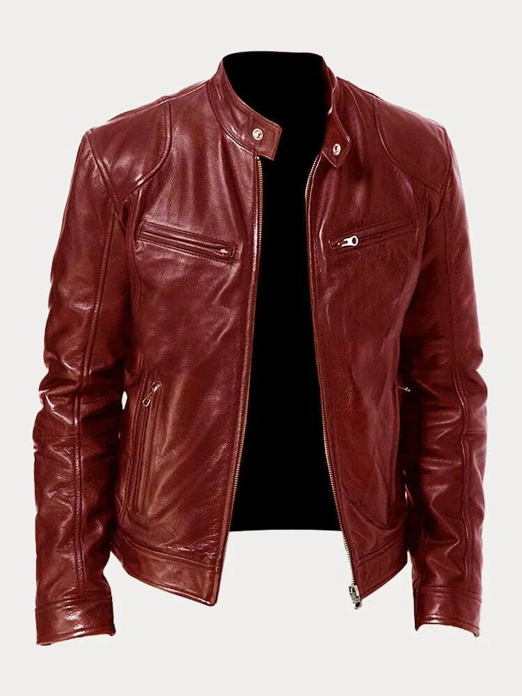 Men's Vintage Leather Biker Jacket - Nocini