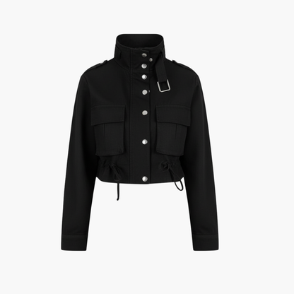 Short Fitted Women's Jacket with Pocket Details - Olytrend