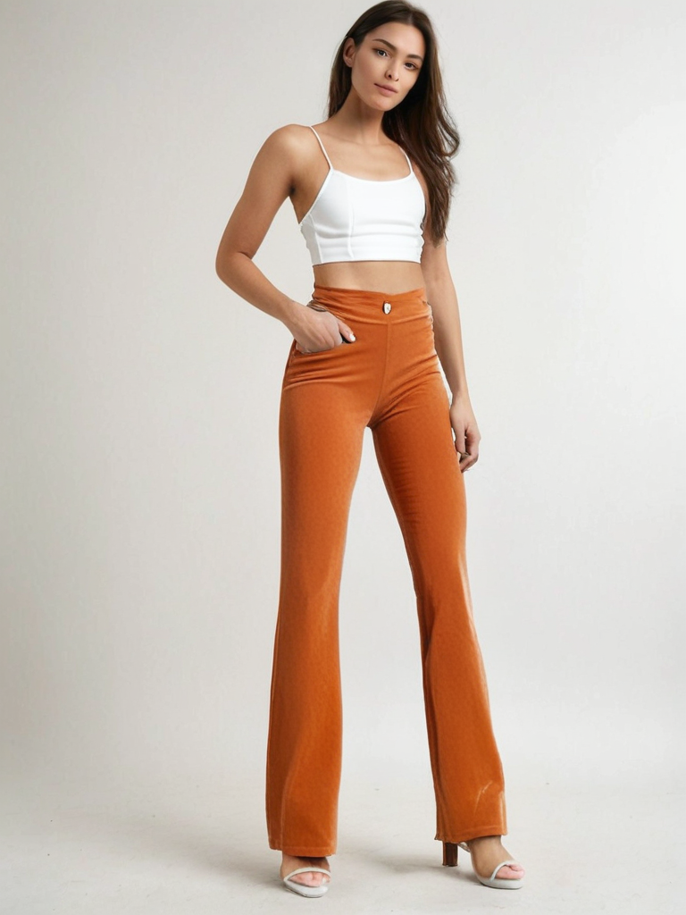 Warm High Waisted Corduroy Pants - Nocini