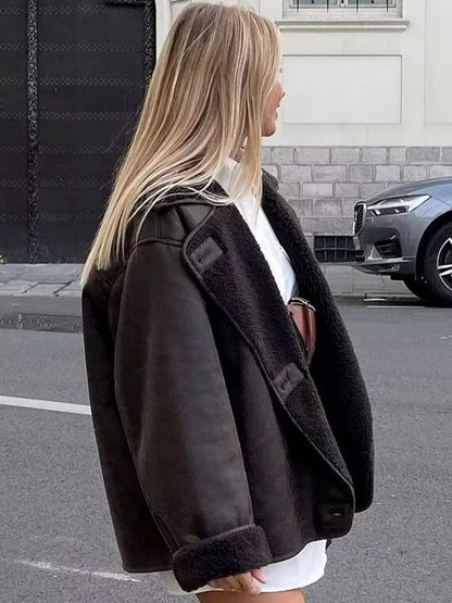 Luxe Faux Leather Parka Coat for Women