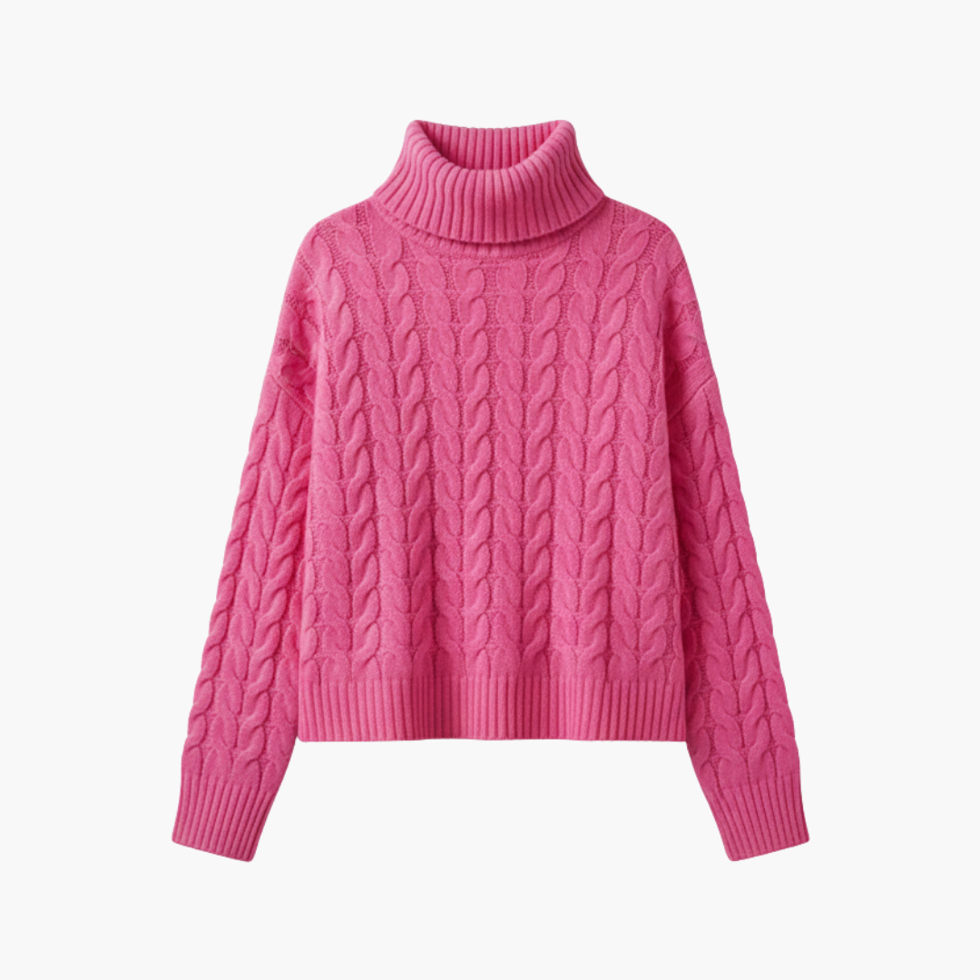Cozy Women's Cable Knit Long Sleeve Sweater - Olytrend