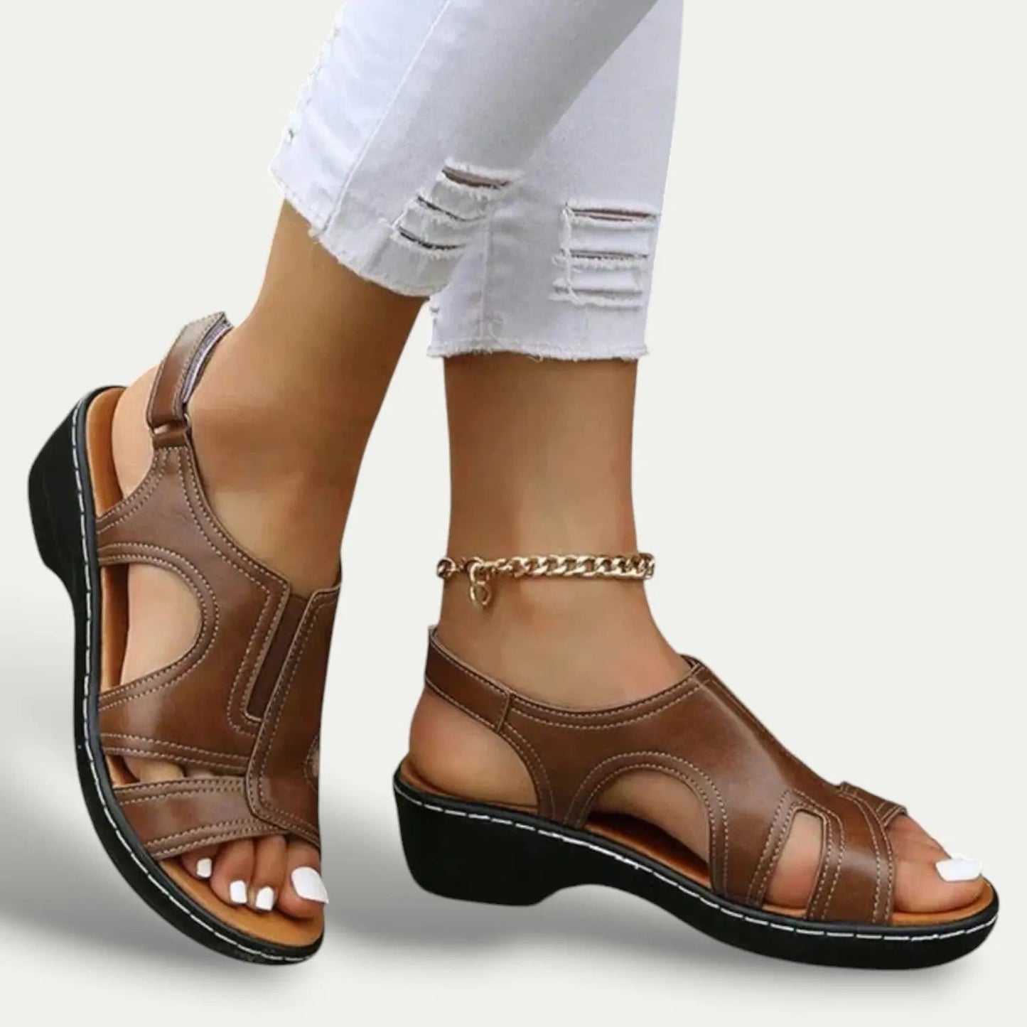 Soft Walking Sandals for Women with Low Heel - Nocini