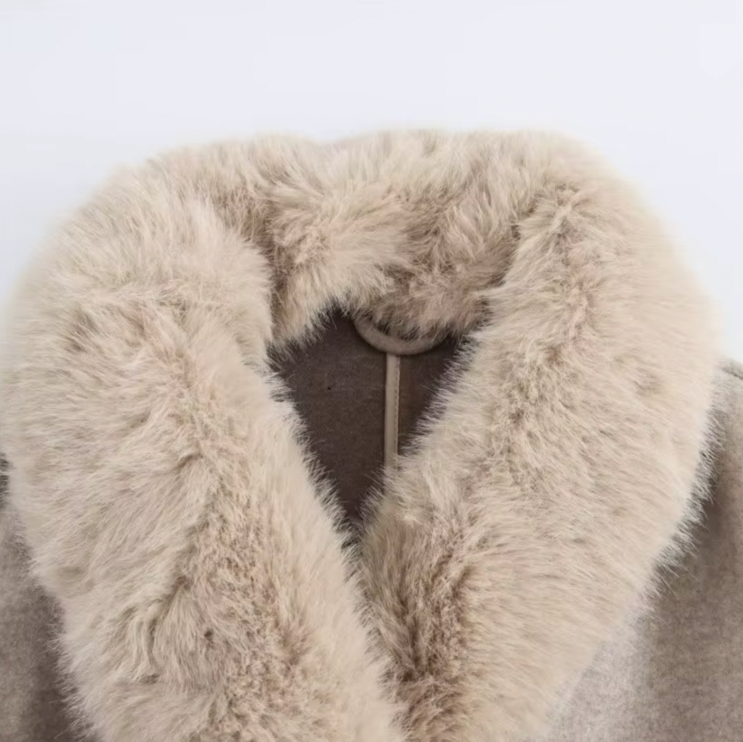 Classic Tan Trench Coat with Faux Fur Trim