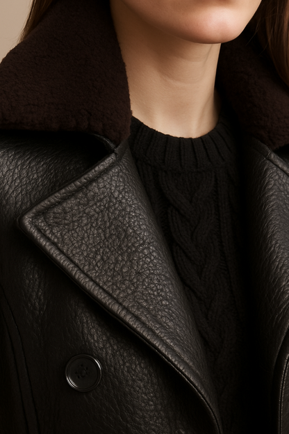 Elegant Women's Fake Leather Long Coat