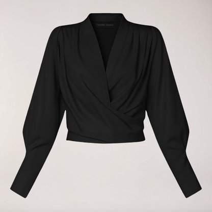 Elegant V-Neck Top with Puffy Sleeves for Women