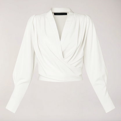 Elegant V-Neck Top with Puffy Sleeves for Women - Nocini