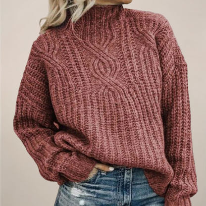 Classic Cable Knit Black Crew Neck Sweater