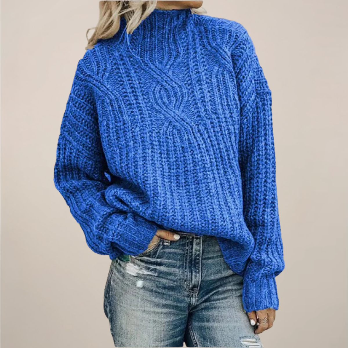 Classic Cable Knit Black Crew Neck Sweater