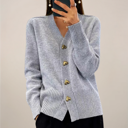 Fashionable Ladies Cardigan with Cute Heart Buttons