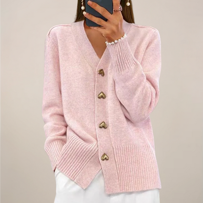 Fashionable Ladies Cardigan with Cute Heart Buttons
