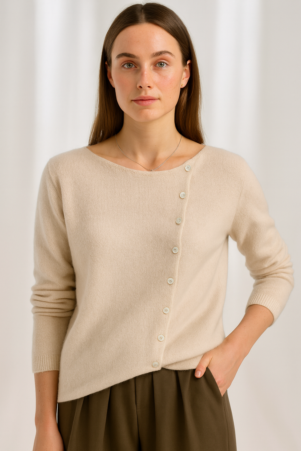 Stylish Open Front Women's Cardigan Sweater - Nocini
