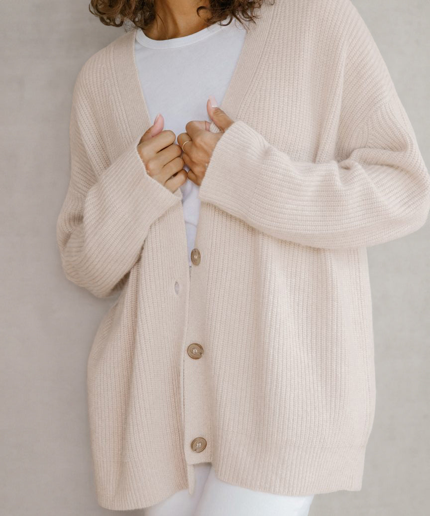 Soft Oversized Women's Cardigan Sweater V-Neck Design
