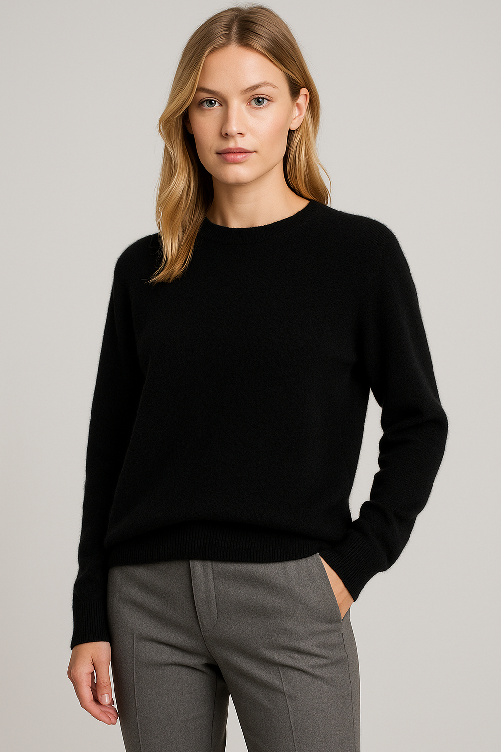 Timeless Crew Neck Wool Sweater for Women
