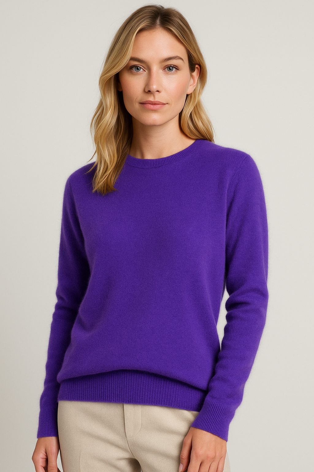 Timeless Crew Neck Wool Sweater for Women