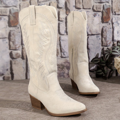 Ladies' Soft Suede Western Block Heel Boots