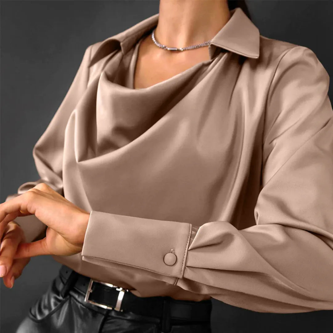 Fashionable Ladies' Crew Neck Long Sleeve Casual Shirt