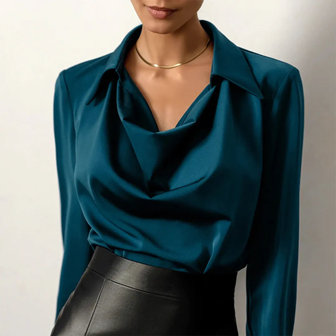 Fashionable Ladies' Crew Neck Long Sleeve Casual Shirt