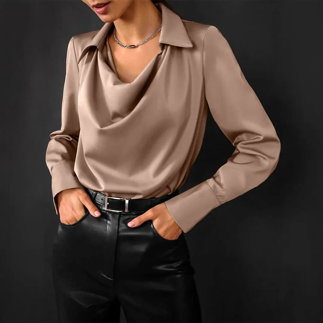 Fashionable Ladies' Crew Neck Long Sleeve Casual Shirt - Nocini