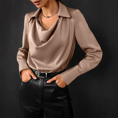 Fashionable Ladies' Crew Neck Long Sleeve Casual Shirt - Nocini
