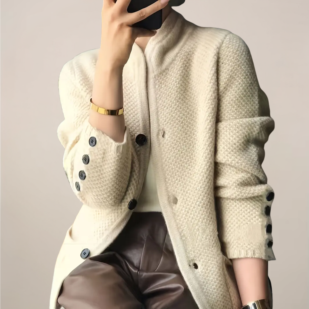 Soft Chunky Beige Sweater for Women
