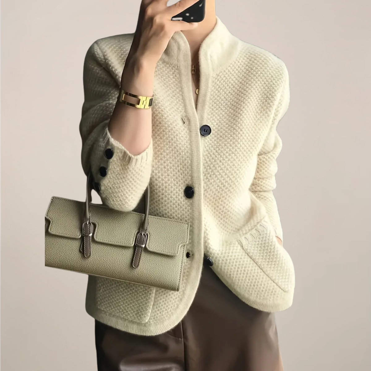 Soft Chunky Beige Sweater for Women - Nocini