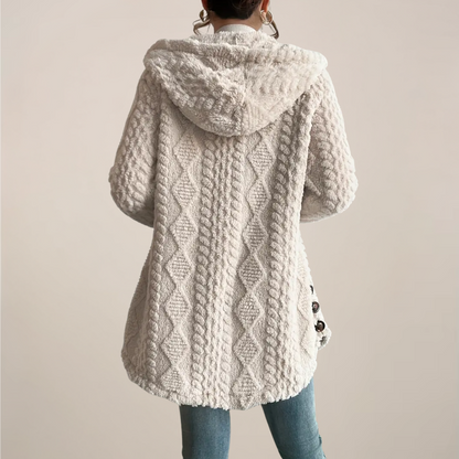 Soft Cream Hooded Winter Coat - Warm Parka Jacket