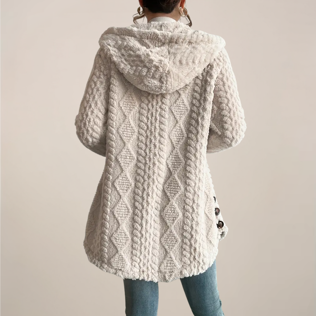 Luxurious Beige Hooded Winter Coat for Women