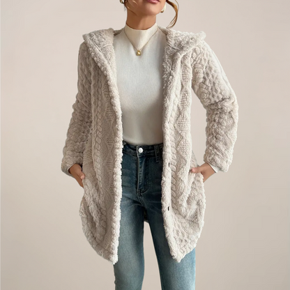 Soft Cream Hooded Winter Coat - Warm Parka Jacket - Nocini