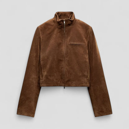 Fashionable Faux Suede Zip Up Jacket