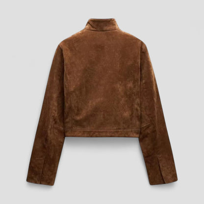 Fashionable Faux Suede Zip Up Jacket