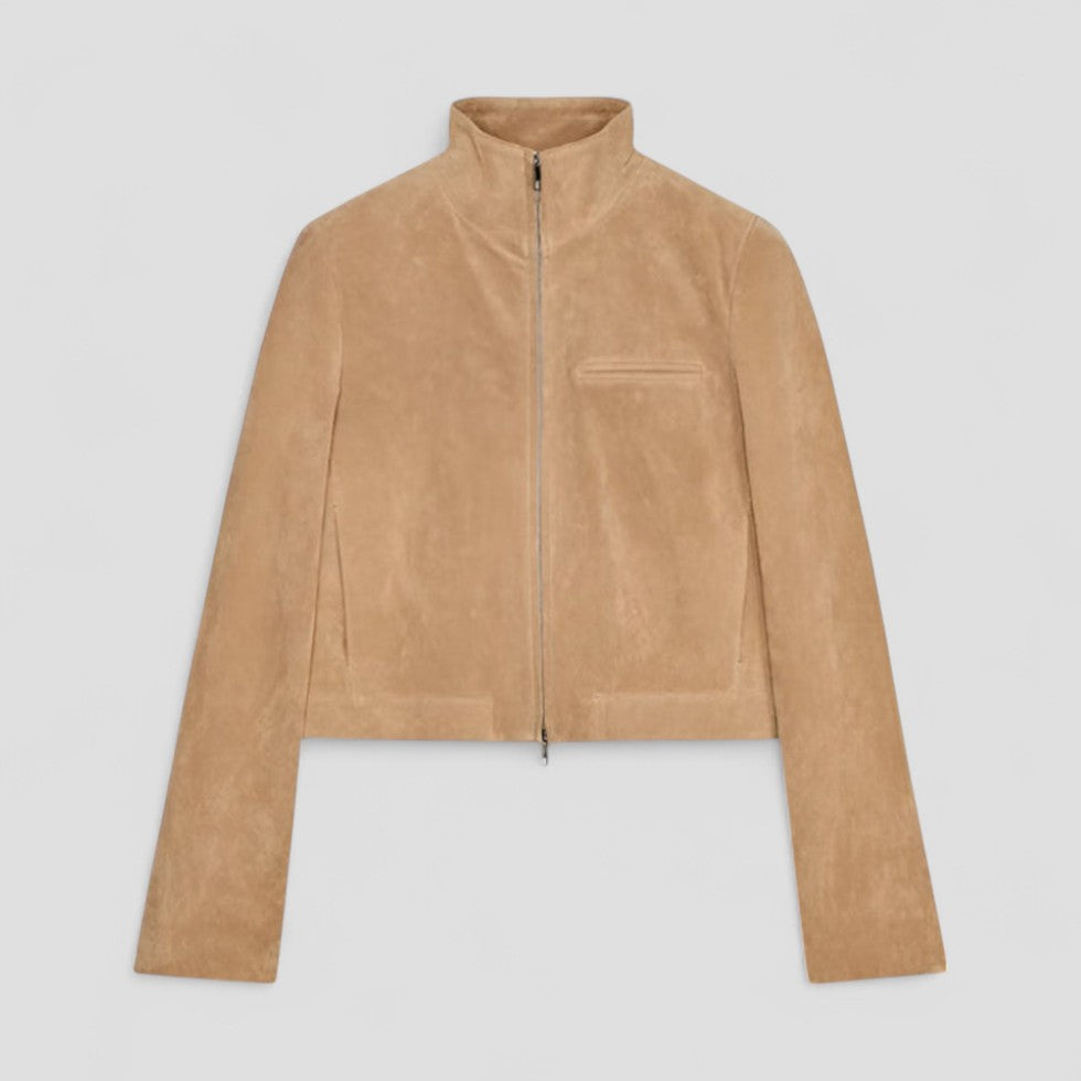 Fashionable Faux Suede Zip Up Jacket