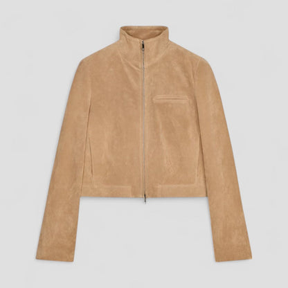 Fashionable Faux Suede Zip Up Jacket