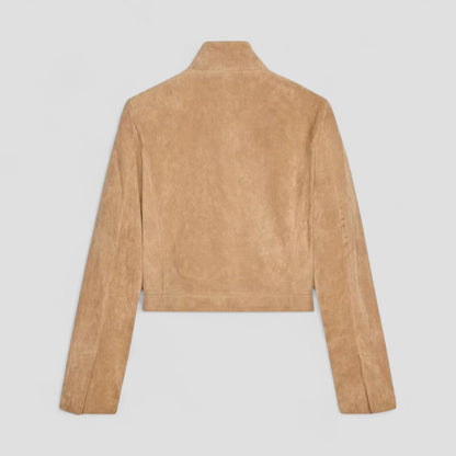 Fashionable Faux Suede Zip Up Jacket