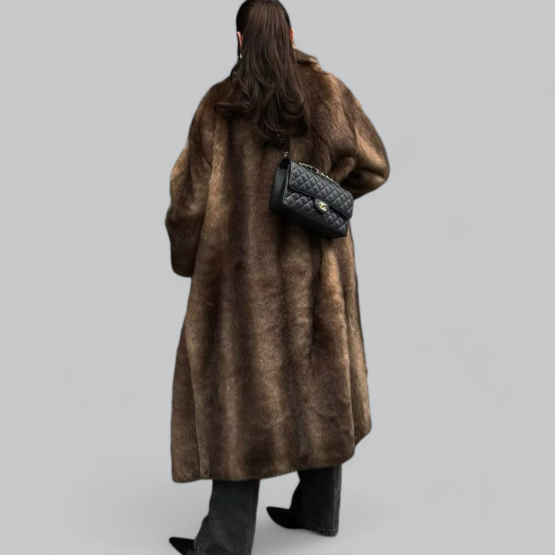 Luxurious Black Faux Fur Winter Parka Coat
