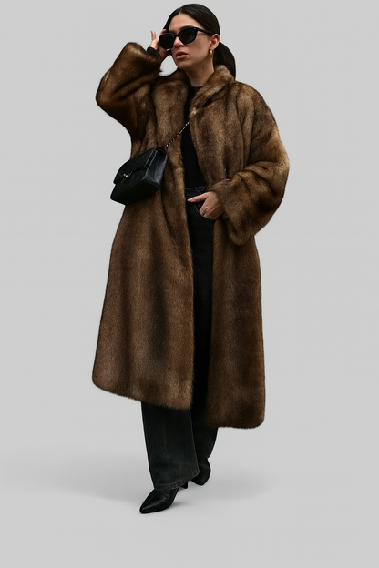 Luxurious Black Faux Fur Winter Parka Coat - Nocini
