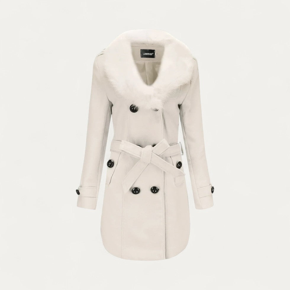 Luxury Ladies Faux Fur Lined Trench Coat