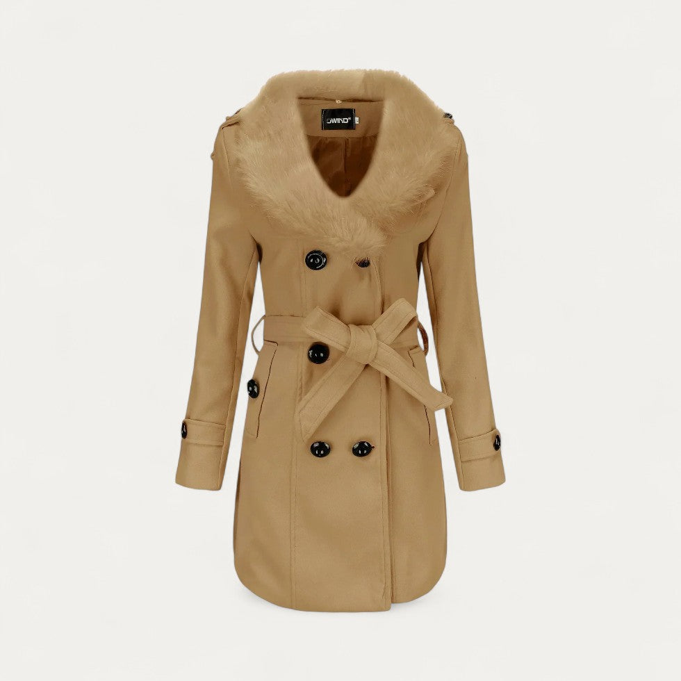 Luxury Ladies Faux Fur Lined Trench Coat