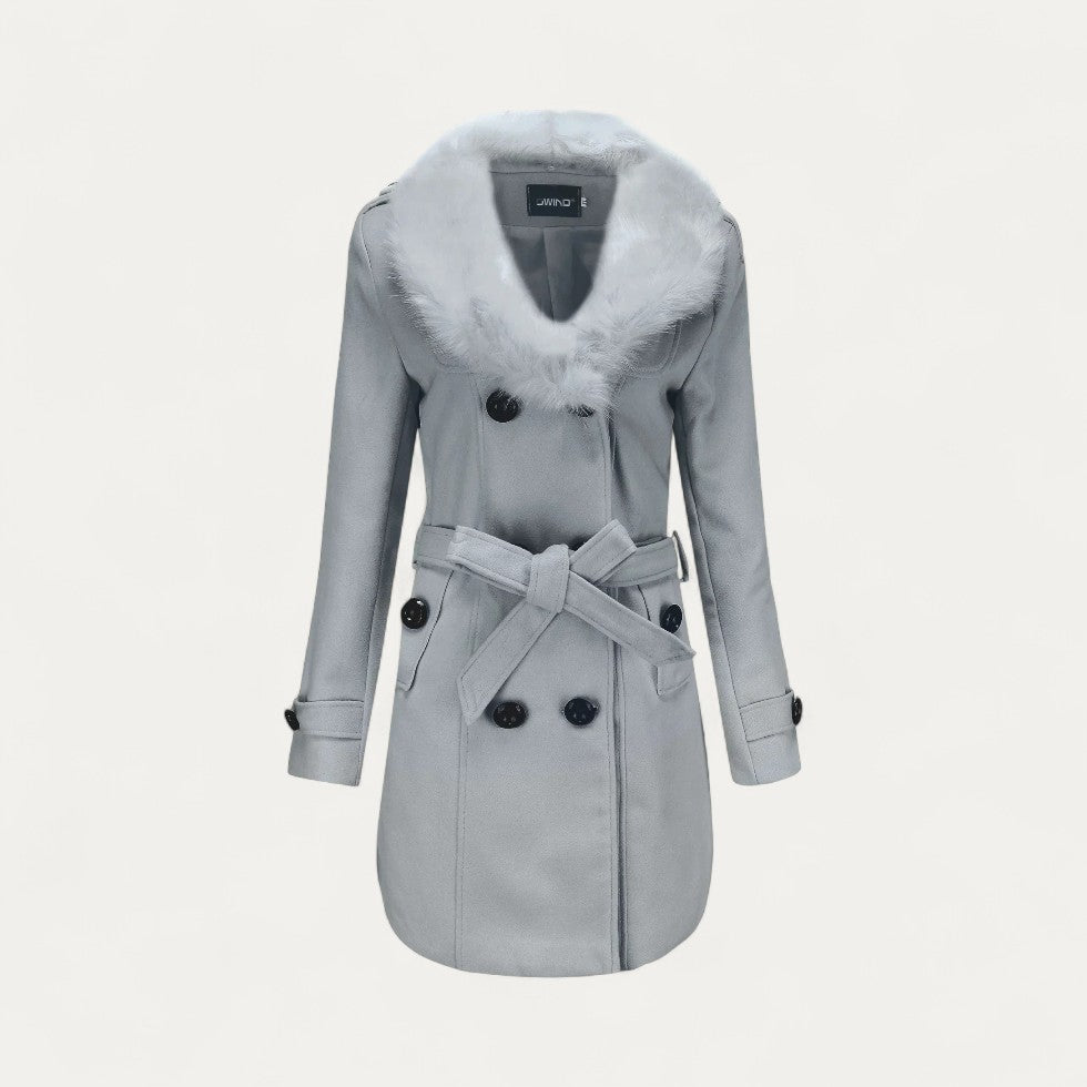 Luxury Ladies Faux Fur Lined Trench Coat