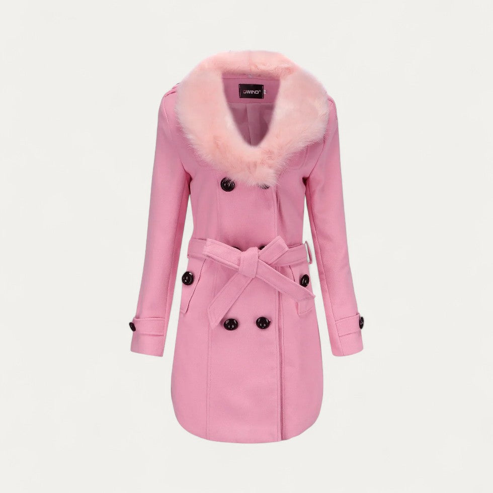 Luxury Ladies Faux Fur Lined Trench Coat