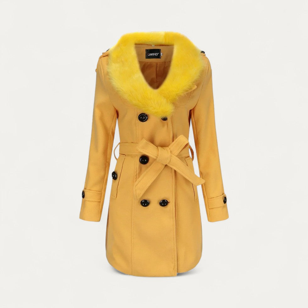 Luxury Ladies Faux Fur Lined Trench Coat