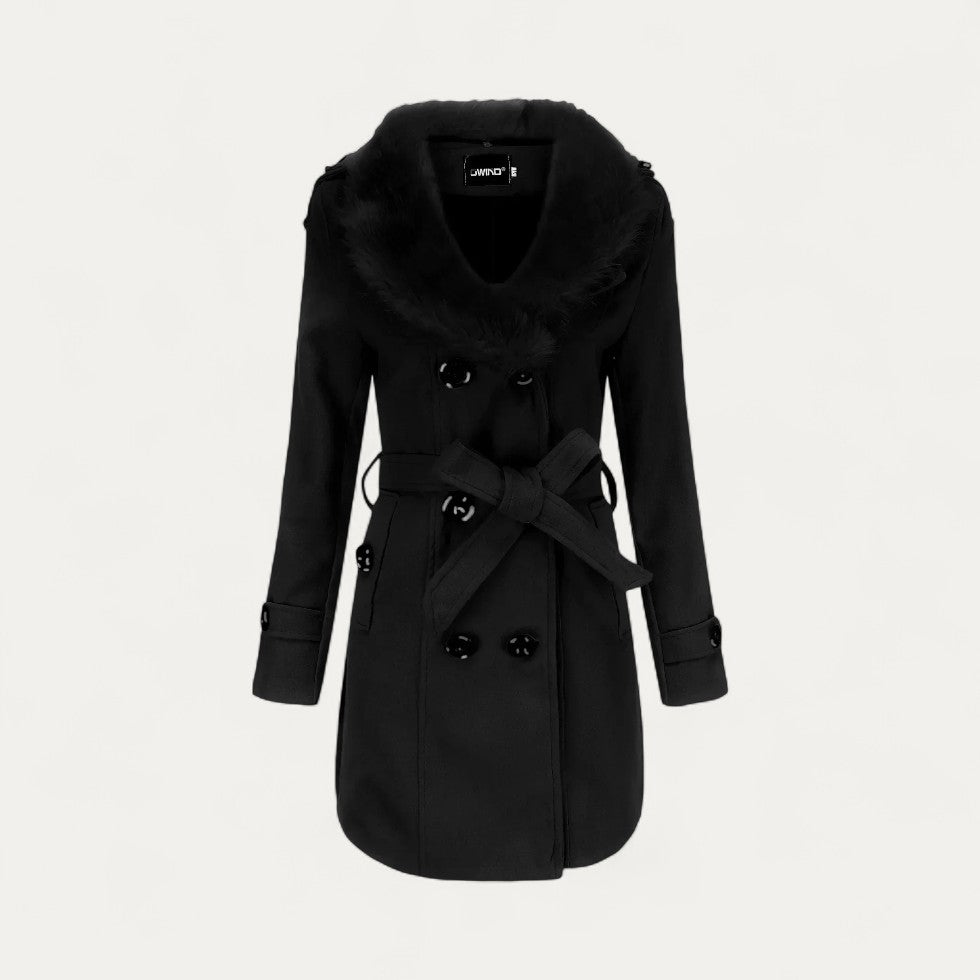 Luxury Ladies Faux Fur Lined Trench Coat - Nocini