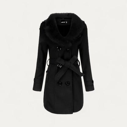 Luxury Ladies Faux Fur Lined Trench Coat - Nocini
