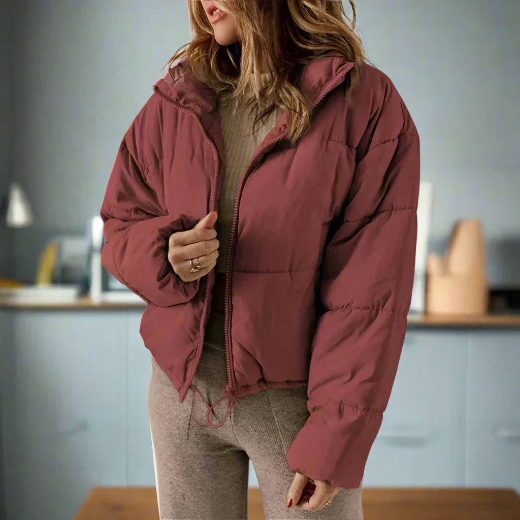 Women's Short Puffer Coat Waterproof Zip Up Jacket