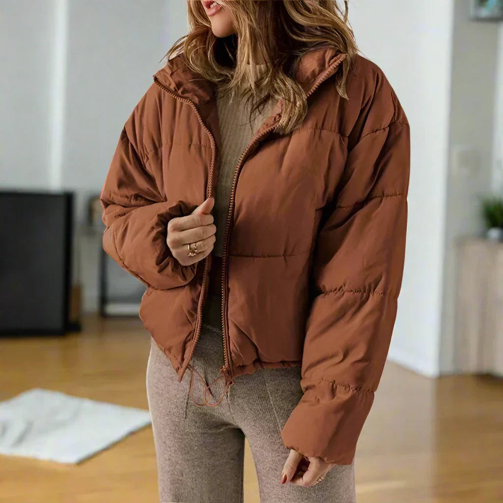 Women's Short Puffer Coat Waterproof Zip Up Jacket