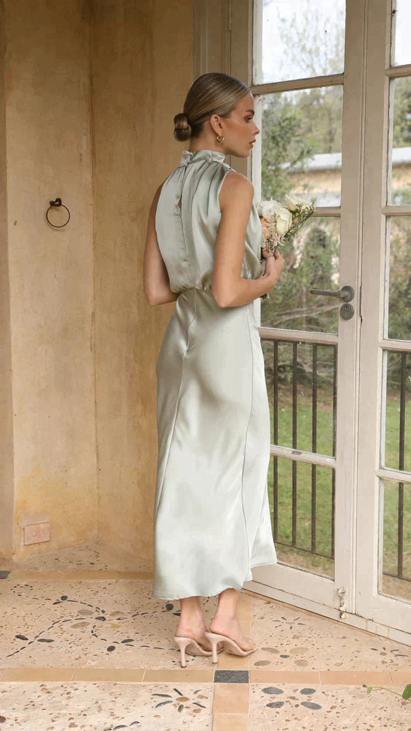 Elegant V Neck Midi Dress