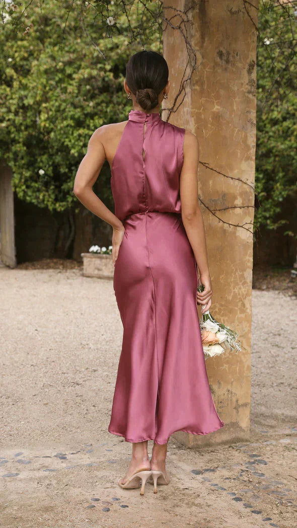 Elegant V Neck Midi Dress