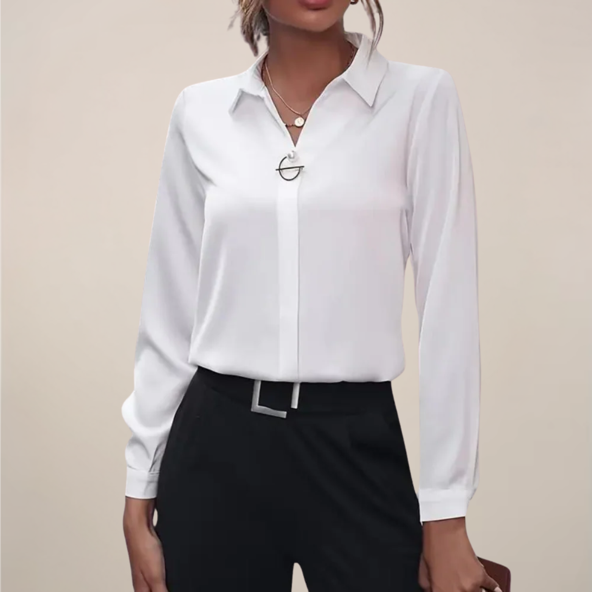 Elegant Classic Button Down Women's Blouse - Nocini
